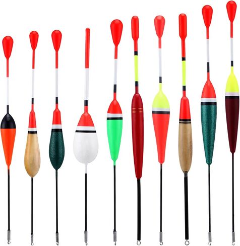 Arrowbash 10 Pcs Balsa Wood Fishing Floats Oval Wood Slip Fishing Bobbers, Stick Bobber Stopper Spring Slip Floats Accessories for Catfish Trout, Gift for Beginner Anglers, Birthday Party Decoration in Saudi Arabia