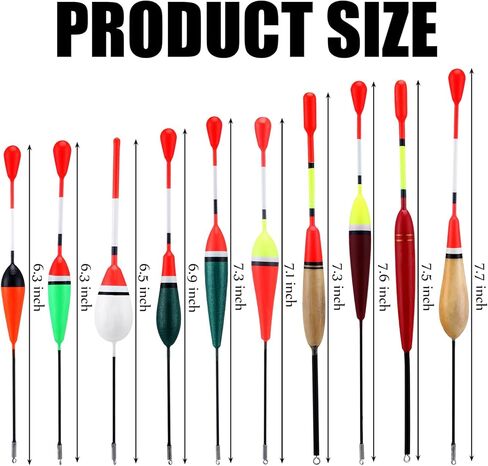 Arrowbash 10 Pcs Balsa Wood Fishing Floats Oval Wood Slip Fishing Bobbers, Stick Bobber Stopper Spring Slip Floats Accessories for Catfish Trout, Gift for Beginner Anglers, Birthday Party Decoration in Saudi Arabia