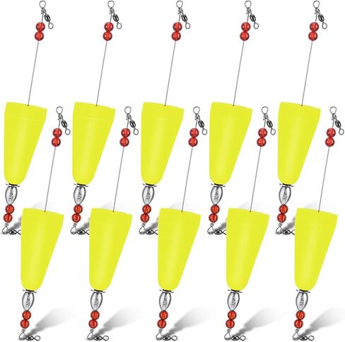 Lunmon 10 Pcs Popping Corks Floats for Saltwater High Visibility Cork Fishing Weighted Bobber Floats Bobbers Fishing Tackle for Redfish Speckled Trout Sheepshead Flounder in Saudi Arabia