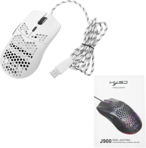 ماوس ألعاب RGB 6400 نقطة في البوصة USB متدفق بإضاءة خلفية سلكية للكمبيوتر المحمول - أبيض in Saudi Arabia
