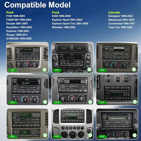 ترقية راديو لسيارة Ford F150 1999-2003، F250/F350 1998-2004، Expedition 1999-2002، Explorer 1998-2001، شاشة لمس 6.8 بوصة سيارة ستيريو لاسلكية Carplay Android Auto Bluetooth كاميرا احتياطية WiFi FM GPS in Kuwait