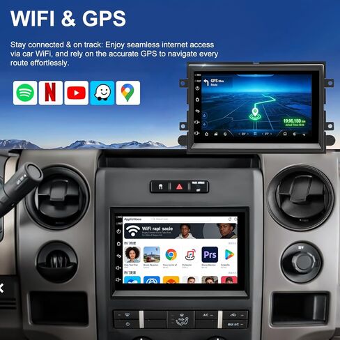 راديو سيارة 5GWiFi لسيارة Ford F150 2004-2008، F250/F350 2006-2016، E150/E250/E350 2009-2014، Fusion 2006-2009، شاشة لمس 7 بوصة مع Carplay Android Auto، بلوتوث، GPS، كاميرا احتياطية، SWC، FM in Kuwait