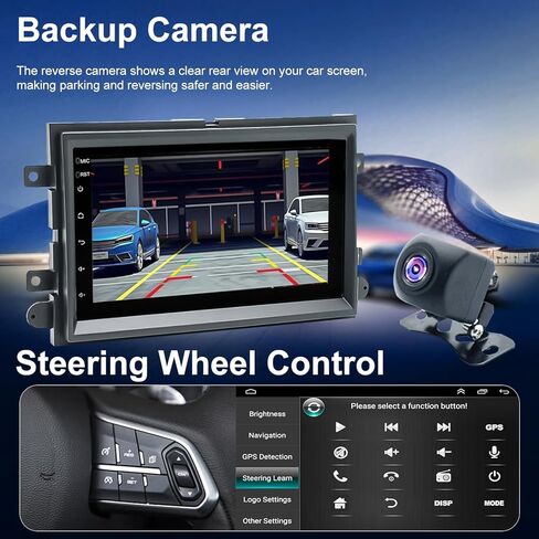 راديو سيارة 5GWiFi لسيارة Ford F150 2004-2008، F250/F350 2006-2016، E150/E250/E350 2009-2014، Fusion 2006-2009، شاشة لمس 7 بوصة مع Carplay Android Auto، بلوتوث، GPS، كاميرا احتياطية، SWC، FM in Kuwait