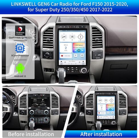راديو سيارة Linkswell GEN6 لسيارة Ford F150 2015-2020، F250/F350/F450 2017-2022 Android T-Style Car Stereo ترقية 12.1 بوصة وحدة رأس تعمل باللمس مع CarPlay Android Auto Bluetooth in Saudi Arabia