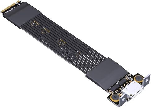 JMT ADT-K49SQ M.2 NVMe إلى OcuLink SFF-8611/8612 كابل خارجي PCIe 5.0 x4 محول 128 جيجابت في الثانية مع شريحة لبطاقة الرسومات (K49SQ-BK 5.0، 15 سم) in Saudi Arabia