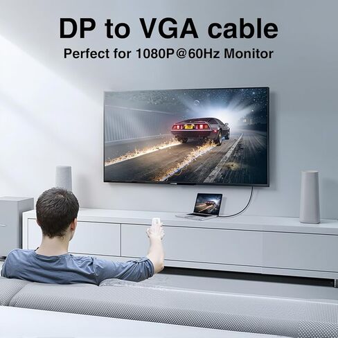 Danfetsoy Displayport to VGA Cable 6FT, Displayport to VGA Adapter Male to Male Cord Gold-Plated HD Video 1080P DP Converter for PC Monitor to Projector HDTV (Not Bidirectional) in Saudi Arabia