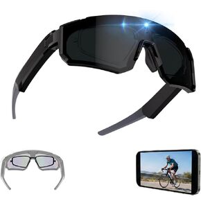 AI Smart Glasses with Camera – 1200P HD POV Recording Glasses, ChatGPT Voice Assistant, Bluetooth 5.4 Sunglasses with Open-Ear Audio for Cycling Hiking Outdoor Sports(Jet Black) in Saudi Arabia