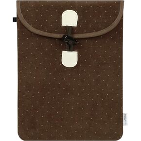 Corduroy Polka Dot Tablet Pouch with Toggle Button | Soft Padded Sleeve for Tablets, Laptops & Books (Brown, L (13-14 inch)) in Saudi Arabia