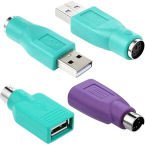 4PCS PS/2 to USB & USB to PS/2 Adapter Combo, 2 Types PS2 t o U SB A Male Female Converter for Keyboard Mouse Replacement PS-2 Jack Adapter for Desktop PC Laptop Notebook (Green & Purple) in Kuwait