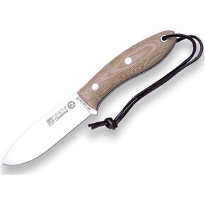سكين Joker Bushcraft Canadiense CM114-P، مقبض بني من قماش Micarta، شفرة 4.13 بوصة من SANDVIK 14C28N، غمد من الجلد البني وبادئ الحريق، أداة لصيد الأسماك والصيد والتخييم والمشي لمسافات طويلة in Kuwait