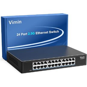 24 Port 2.5G Switch Unmanaged, Vimin 2.5GB Base-T Ethernet Switch, 2.5Gb Network Switch Plug & Play, Compatible with 10/100/1000/2500Mbps, 120Gbps Switching Capacity, Metal Housing, Fanless in Kuwait