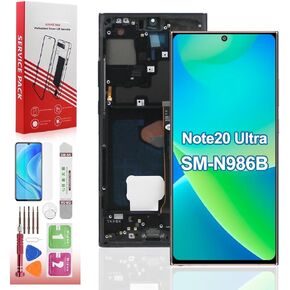 قطعة بديلة لشاشة OLED لهاتف Samsung Galaxy Note20 Ultra 5G، مجموعة عرض رقمية تعمل باللمس مع إطار ومجموعة أدوات، 120 هرتز، تدعم بصمة الإصبع (أسود، SM-N986B، SM-N986B/DS، SM-N986U) in Kuwait