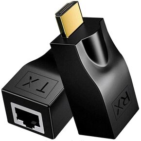 مكرر HDMI إلى محول شبكة إيثرنت RJ45، محول موسع HDMI فوق Cat5e/6 (قطعتين)، 4K HD 1080p يمكن أن يمتد حتى 98.5 قدم، للتلفزيون عالي الوضوح، وصناديق الاستقبال، DVD، PS4، STB، (أسود) in Kuwait
