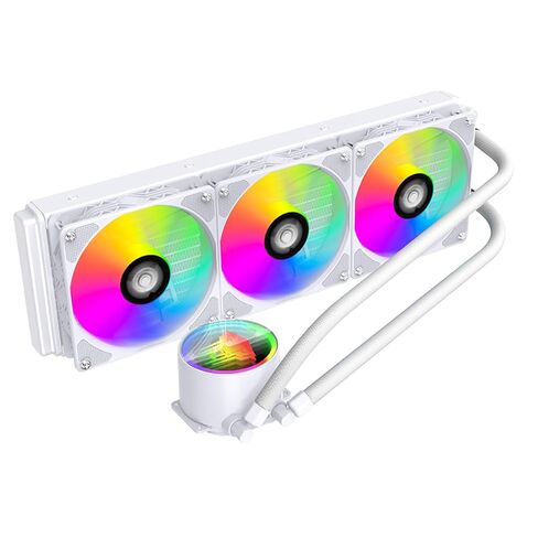مبرد وحدة المعالجة المركزية لتبريد المياه من Astroshel V2G 360 Argb | مراوح PWM 3 * 120 مم مع 2000 دورة في الدقيقة | شاشة عرض رقمية LCD قابلة للتخصيص | لـ Intel LGA1851/1700/1200/115X AMD AM4/AM5 (أبيض - 360 مم) in Kuwait