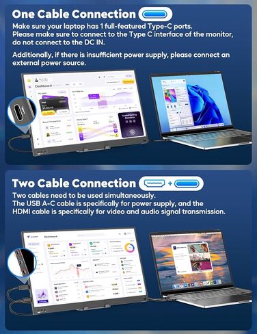 شاشة ZSCMALLS المحمولة، شاشة كمبيوتر محمول 15.6 بوصة 1080 بكسل FHD USB-C HDMI شاشة كمبيوتر IPS شاشة ثانية، شاشة كمبيوتر محمول ممتدة لجهاز الكمبيوتر المحمول، Mac Xbox PS4/5 Switch in Kuwait