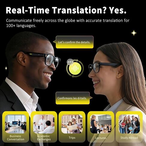 نظارات ذكية مبتكرة، 2026 نظارات كاميرا عالية الدقة بتقنية الذكاء الاصطناعي، مساعد صوت بتقنية الذكاء الاصطناعي، التعرف على الأشياء، ترجمة فورية لأكثر من 100 لغة، دعم مكالمات الفيديو والصور والموسيقى، تقنية يمكن ارتداؤها للرجال والنساء in Saudi Arabia