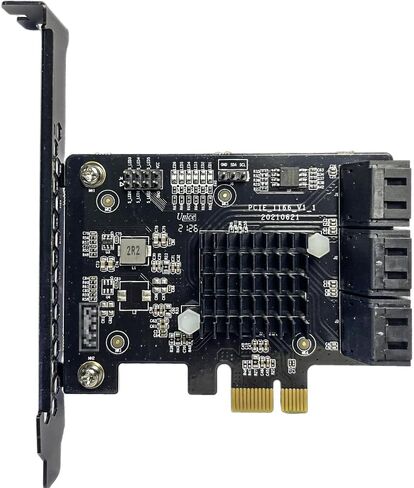 محول PCIE إلى SATA، بطاقة توسيع التخزين ذات 6 منافذ ASM1166، PCIe 3.0 x1 لأجهزة الكمبيوتر المكتبية والخادم المنزلي ومكتبة الوسائط وترقية النسخ الاحتياطي، تتضمن 6 كابلات SATA in Kuwait