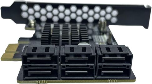 محول PCIE إلى SATA، بطاقة توسيع التخزين ذات 6 منافذ ASM1166، PCIe 3.0 x1 لأجهزة الكمبيوتر المكتبية والخادم المنزلي ومكتبة الوسائط وترقية النسخ الاحتياطي، تتضمن 6 كابلات SATA in Kuwait