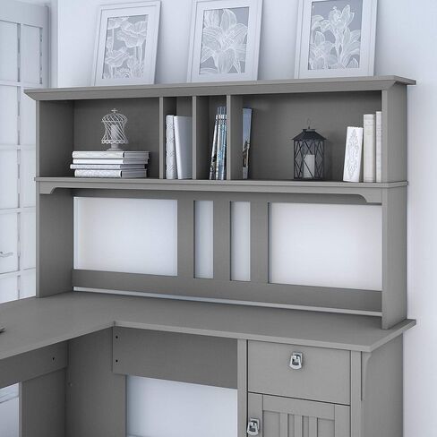 Unknown1 Cod Gray Hutch للمكتب على شكل حرف L - مقاس 60.00 بوصة طولًا × 10.51 بوصة عرضًا و32.99 بوصة ارتفاعًا MDF ذو تشطيب معدني in Kuwait