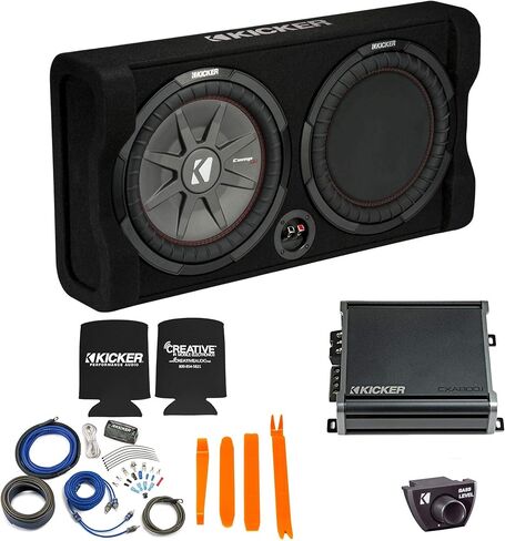 Kicker 47TRTP122 12-Inch Thin Down Firing Subwoofer and Passive Radiator Enclosure, Kicker CX800 Amplifier and Wire kit in Saudi Arabia