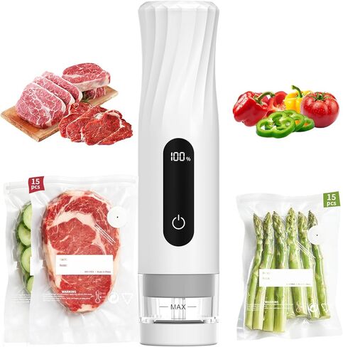 Compact Vacuum Sealer for Food, Handheld Vacuum Sealer Machine with 30 Reusable Bags, Portable Vacuum Sealer for Travel, Wireless and Efficient Seal Food Saver Vacuum Sealer in Saudi Arabia