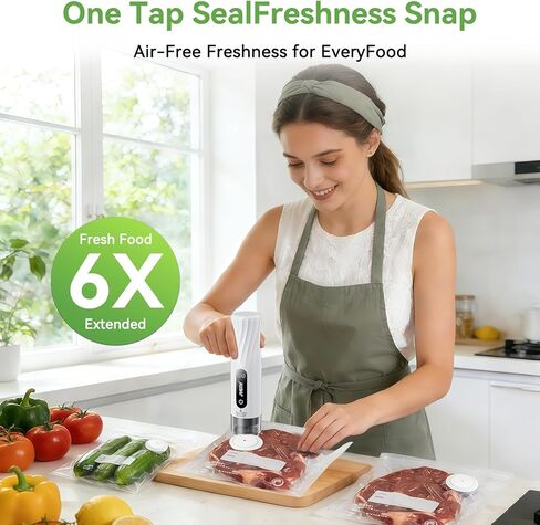 Handheld Vacuum Sealer (Food Storage):Compact Vacuum Sealer Food, 80kPa Suction, 1800 mAh Battery, 30 Reusable Sous Vide Bags, Preserve 6X Freshness For Kitchen, BBQ, Travel. in Saudi Arabia
