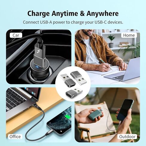 محول USB إلى USB C مكون من 3 قطع، محول من النوع C إلى USB، محول كابل شاحن USB-C أنثى إلى USB-A ذكر متوافق مع أجهزة MacBook، والكمبيوتر المحمول، والكمبيوتر اللوحي، وAirpod، وGalaxy، والهاتف الخلوي، والسيارة، وXbox in Saudi Arabia