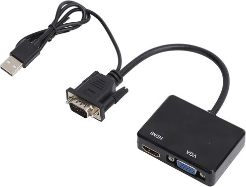 محول VGA إلى HDMI VGA من سانبيل، مقسم 1 في مخرج HDMI 2، يدعم ستيريو تناظري 2.1 (أسود) in Saudi Arabia