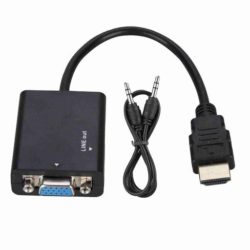 كابل محول HDMI إلى VGA بدقة 1080 بكسل مع طاقة USB وصوت 3.5 مم - حل فيديو عالي الدقة محمول للفصول الدراسية والمؤتمرات وشاشات العرض المنزلية in Saudi Arabia