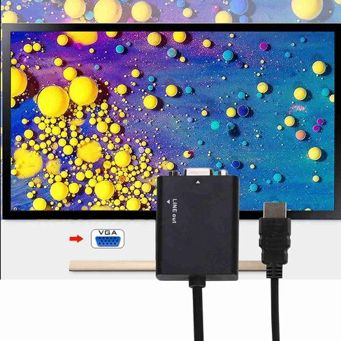 كابل محول HDMI إلى VGA بدقة 1080 بكسل مع طاقة USB وصوت 3.5 مم - حل فيديو عالي الدقة محمول للفصول الدراسية والمؤتمرات وشاشات العرض المنزلية in Saudi Arabia