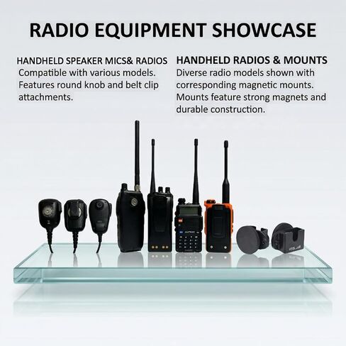 HYS Magnetic with Belt Clip/Round Knob Holder for Handheld CB Radio&Romote Speaker Mic, Mount with Quick Release Clamp for Gym Equipment, Car Dashboard with Metal Plate, or Flat Steel Surfaces in Saudi Arabia