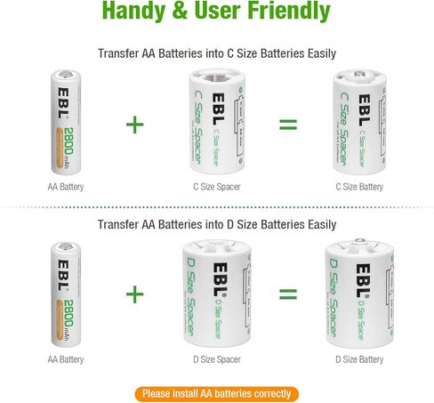 EBL Universal Smart Battery Charger with Purple Super Power Battery Box Include : 12 AA Batteries + 8 AAA Batteries +2pcs C/D Adapters in Saudi Arabia