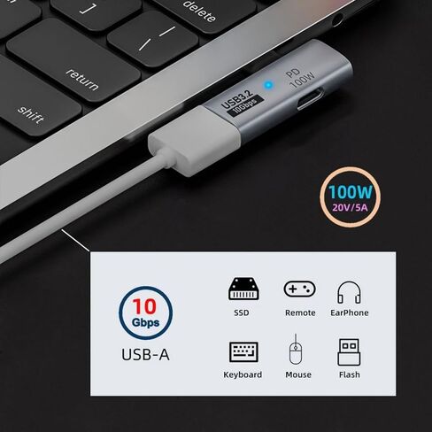 USBC إلى OTG 10Gbps 100W متوافق مع Motorola Moto Edge 60 Neo يسمح بتخزين USB 3.2 كامل، والملحقات، ولوحة المفاتيح، والماوس، ولوحة الألعاب، + المزيد والشحن السريع في نفس الوقت in Kuwait