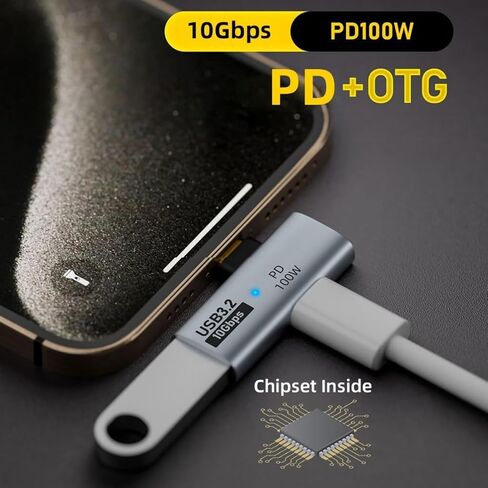 USBC إلى OTG 10Gbps 100W متوافق مع Motorola Moto Edge 60 Neo يسمح بتخزين USB 3.2 كامل، والملحقات، ولوحة المفاتيح، والماوس، ولوحة الألعاب، + المزيد والشحن السريع في نفس الوقت in Kuwait