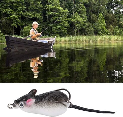2 * 0.79in Rat Bait, Rubber Rats Lure, Dark Grey Two Hooks Rat Fishing Lures Suitable for Fishing Bass Trout Pike in Saudi Arabia