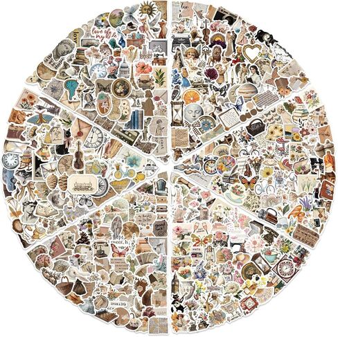 600PCS Vintage Stickers, Scrapbook Aesthetic Sticker for Adults, Cottagecore Stickers for Bullet Journal, Daily Planner, Water Bottles, DIY Crafts, Scrapbooking Supplies in Saudi Arabia