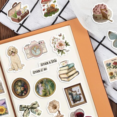 600PCS Vintage Stickers, Scrapbook Aesthetic Sticker for Adults, Cottagecore Stickers for Bullet Journal, Daily Planner, Water Bottles, DIY Crafts, Scrapbooking Supplies in Saudi Arabia