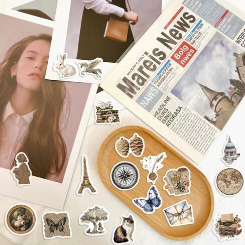600PCS Vintage Stickers, Scrapbook Aesthetic Sticker for Adults, Cottagecore Stickers for Bullet Journal, Daily Planner, Water Bottles, DIY Crafts, Scrapbooking Supplies in Saudi Arabia