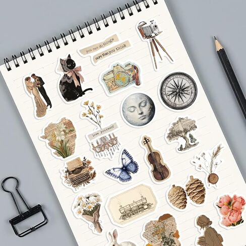 600PCS Vintage Stickers, Scrapbook Aesthetic Sticker for Adults, Cottagecore Stickers for Bullet Journal, Daily Planner, Water Bottles, DIY Crafts, Scrapbooking Supplies in Saudi Arabia