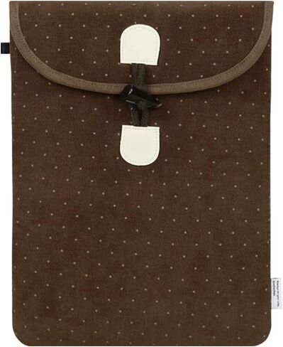 Corduroy Polka Dot Tablet Pouch with Toggle Button | Soft Padded Sleeve for Tablets, Laptops & Books (Brown, L (13-14 inch)) in Saudi Arabia