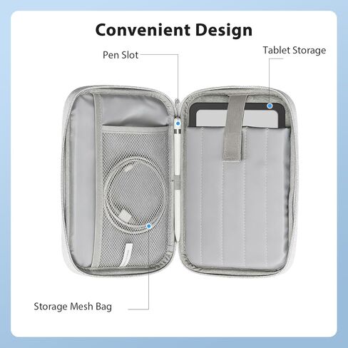 Tablet Sleeve for Durobo Krono 6.13 inch,360° All-Round Nylon Protective Bag,Front Storage Bag,Water-Resistant, Pen Slot,White in Saudi Arabia