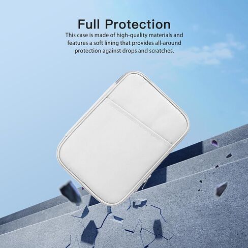 Tablet Sleeve for Durobo Krono 6.13 inch,360° All-Round Nylon Protective Bag,Front Storage Bag,Water-Resistant, Pen Slot,White in Saudi Arabia