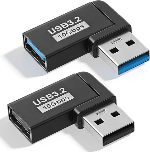 محول USB 3.0 ذكر إلى أنثى بزاوية 90 درجة يسارًا ويمينًا، 2 حزمة محول زاوية يمين USB محولات توصيل 90 درجة موصل موسع USB للكمبيوتر الشخصي والكمبيوتر المحمول والشواحن وبنك الطاقة in Saudi Arabia