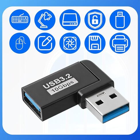 محول USB 3.0 ذكر إلى أنثى بزاوية 90 درجة يسارًا ويمينًا، 2 حزمة محول زاوية يمين USB محولات توصيل 90 درجة موصل موسع USB للكمبيوتر الشخصي والكمبيوتر المحمول والشواحن وبنك الطاقة in Saudi Arabia