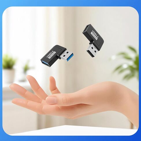 محول USB 3.0 ذكر إلى أنثى بزاوية 90 درجة يسارًا ويمينًا، 2 حزمة محول زاوية يمين USB محولات توصيل 90 درجة موصل موسع USB للكمبيوتر الشخصي والكمبيوتر المحمول والشواحن وبنك الطاقة in Saudi Arabia