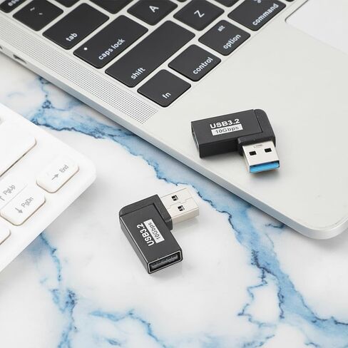 محول USB 3.0 ذكر إلى أنثى بزاوية 90 درجة يسارًا ويمينًا، 2 حزمة محول زاوية يمين USB محولات توصيل 90 درجة موصل موسع USB للكمبيوتر الشخصي والكمبيوتر المحمول والشواحن وبنك الطاقة in Saudi Arabia