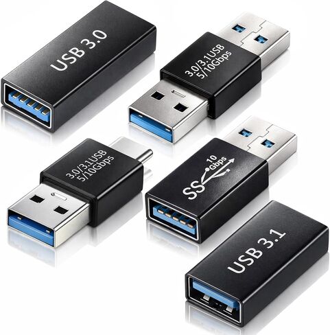 USB to USB Adapter 4 Kinds of USB3.0 Apters Kit USB-3.0-Type C Converter USB3.0 Female to Male Male-Males and Female-Female Connector Extension Coupler Connector Converts High Speed Convert (5 Pack) in Saudi Arabia