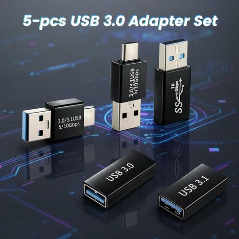 USB to USB Adapter 4 Kinds of USB3.0 Apters Kit USB-3.0-Type C Converter USB3.0 Female to Male Male-Males and Female-Female Connector Extension Coupler Connector Converts High Speed Convert (5 Pack) in Saudi Arabia