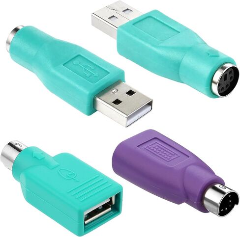 4PCS PS/2 to USB & USB to PS/2 Adapter Combo, 2 Types PS2 t o U SB A Male Female Converter for Keyboard Mouse Replacement PS-2 Jack Adapter for Desktop PC Laptop Notebook (Green & Purple) in Saudi Arabia