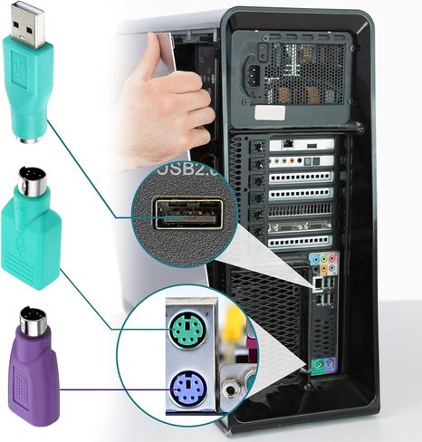 4PCS PS/2 to USB & USB to PS/2 Adapter Combo, 2 Types PS2 t o U SB A Male Female Converter for Keyboard Mouse Replacement PS-2 Jack Adapter for Desktop PC Laptop Notebook (Green & Purple) in Saudi Arabia